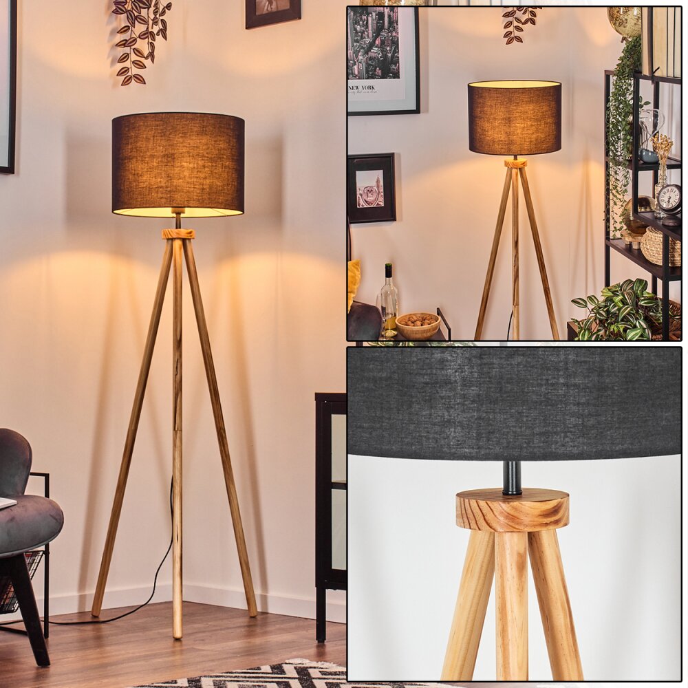 Bassagoda Stehleuchte Naturfarben, Schwarz, 1-flammig main product photo