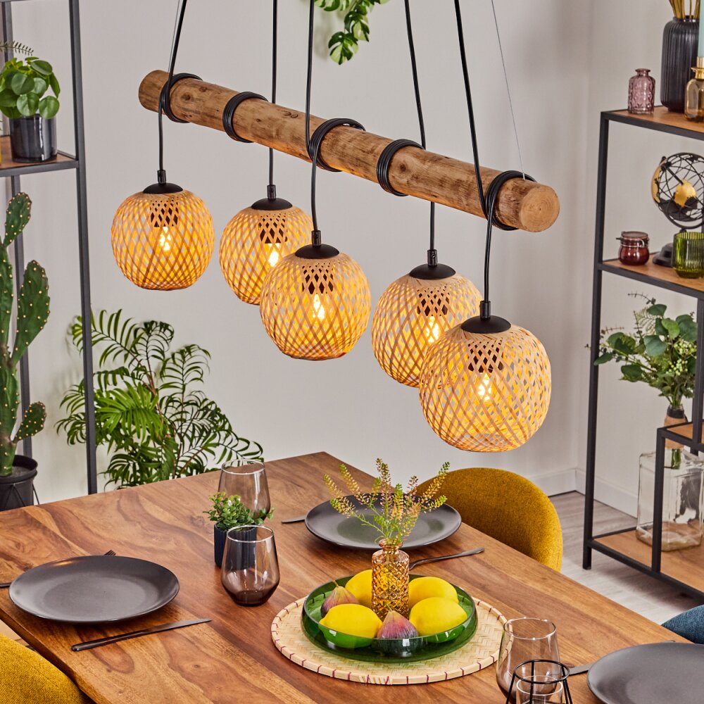 Basto Pendelleuchte Naturfarben, Schwarz, 5-flammig main product photo