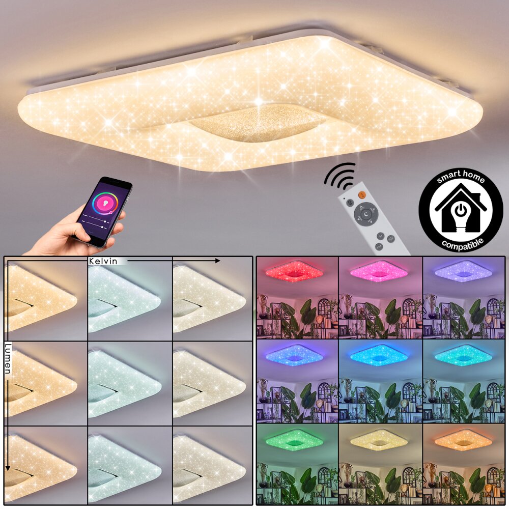 Flavlev Deckenleuchte LED Silber, Weiß, 1-flammig, Fernbedienung main product photo