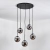 Gastor Hängeleuchte Glas 15 cm Chrom, Rauchfarben, 5-flammig