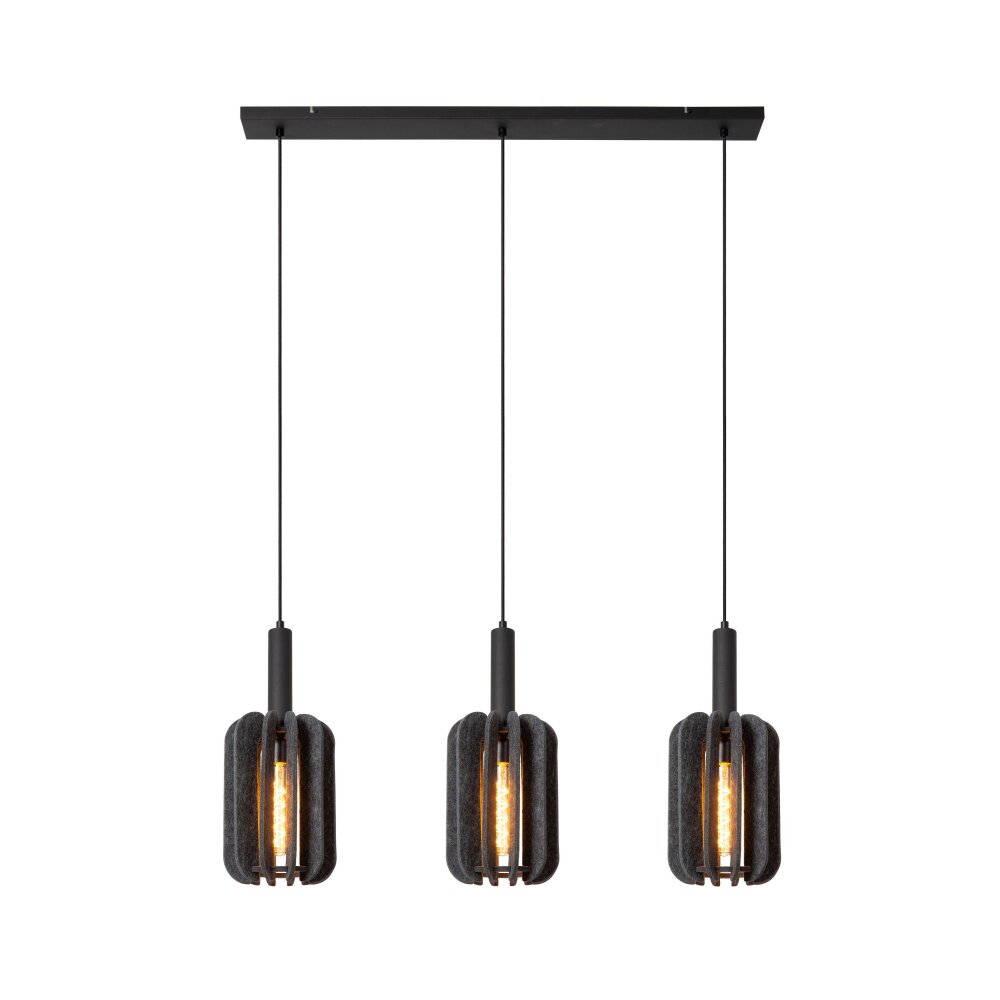 Lucide RAFAL Pendelleuchte Schwarz, 3-flammig main product photo