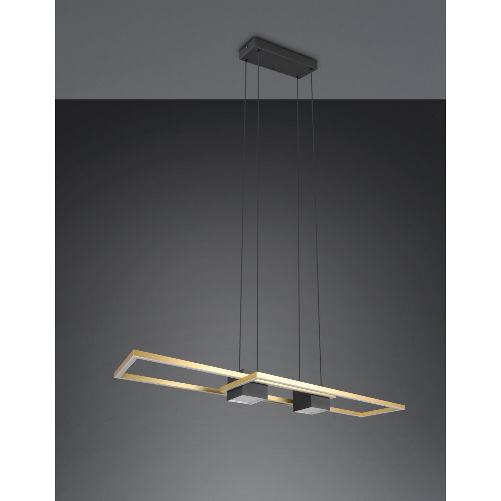 Trio ALBANY Pendelleuchte LED Schwarz-Gold, 1-flammig, Fernbedienung main product photo