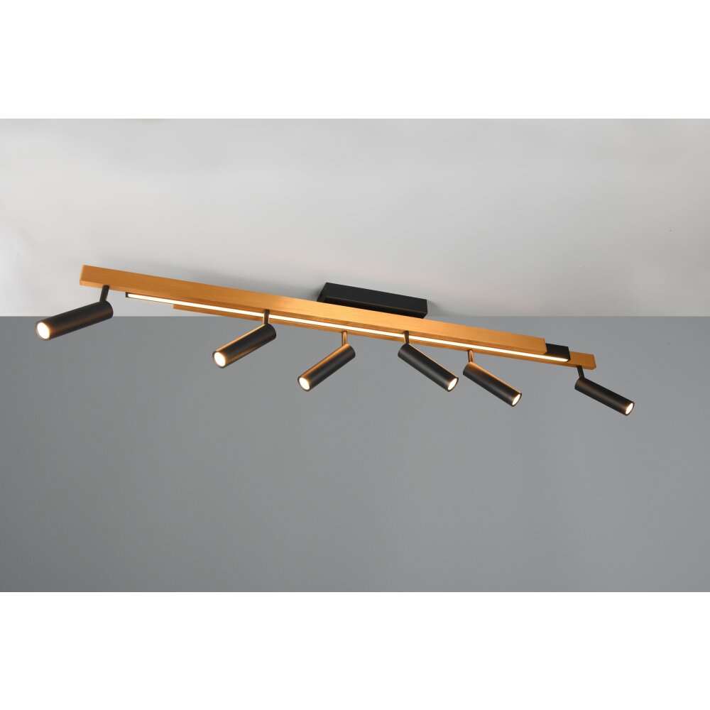 Trio Zeno Deckenleuchte LED Schwarz-Gold, 7-flammig, Fernbedienung main product photo