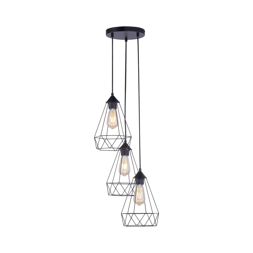 Leuchten Direkt SKELETTON Pendelleuchte Schwarz, 3-flammig main product photo