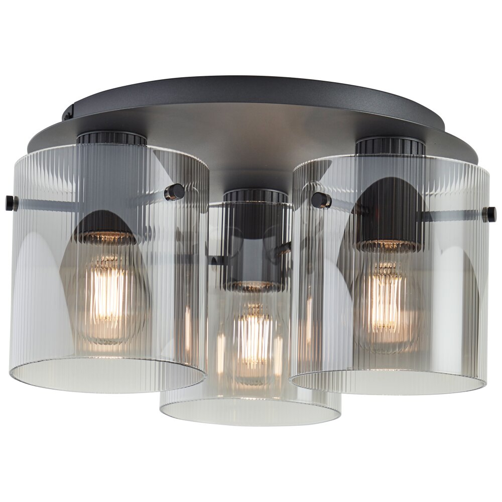 Brilliant Riffelini Deckenleuchte Schwarz, 3-flammig main product photo