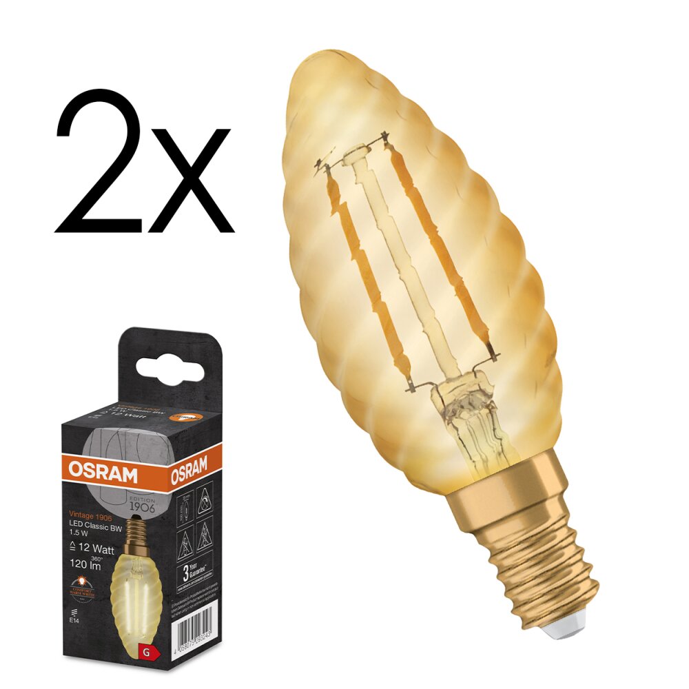 LED E14 2er Set 1,5 Watt 2400 Kelvin 120 Lumen main product photo