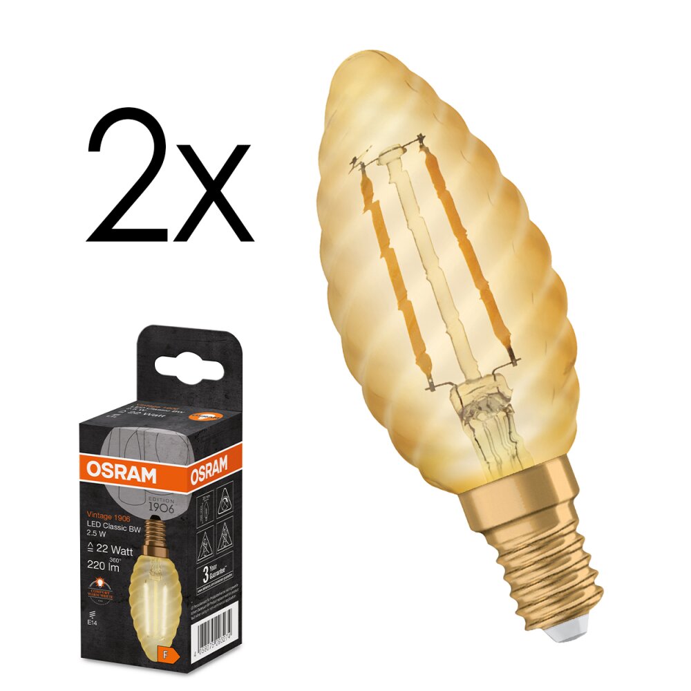 LED E14 2er Set 2,5 Watt 2400 Kelvin 220 Lumen main product photo