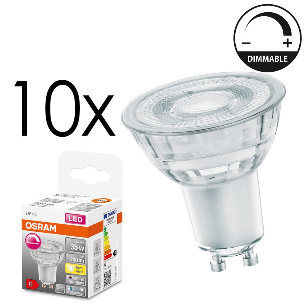 LED GU10 10er Set 3,7 Watt 2700 Kelvin 230 Lumen main product photo