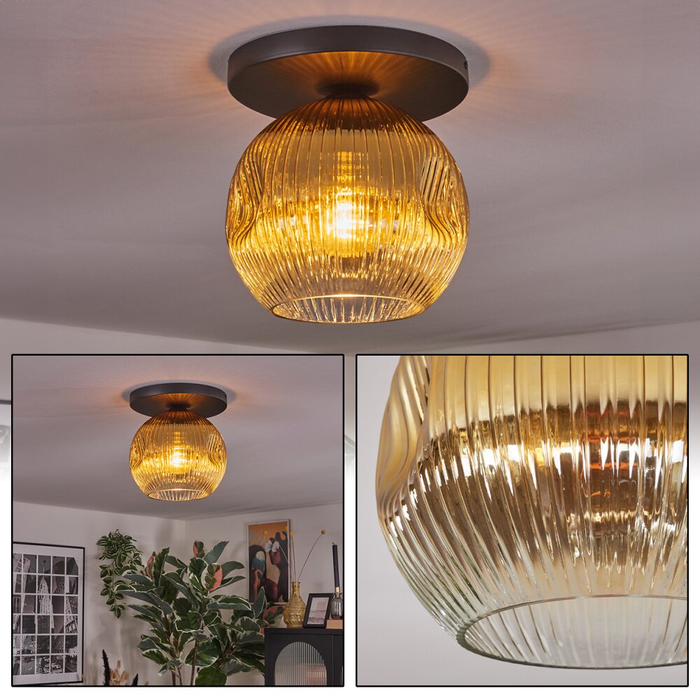 Ripoll Deckenleuchte Glas 25 cm Gold, Klar, 1-flammig main product photo