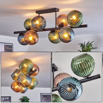 Koyoto Deckenleuchte Glas 15 cm Blau, Grün, Kupferfarben, 8-flammig