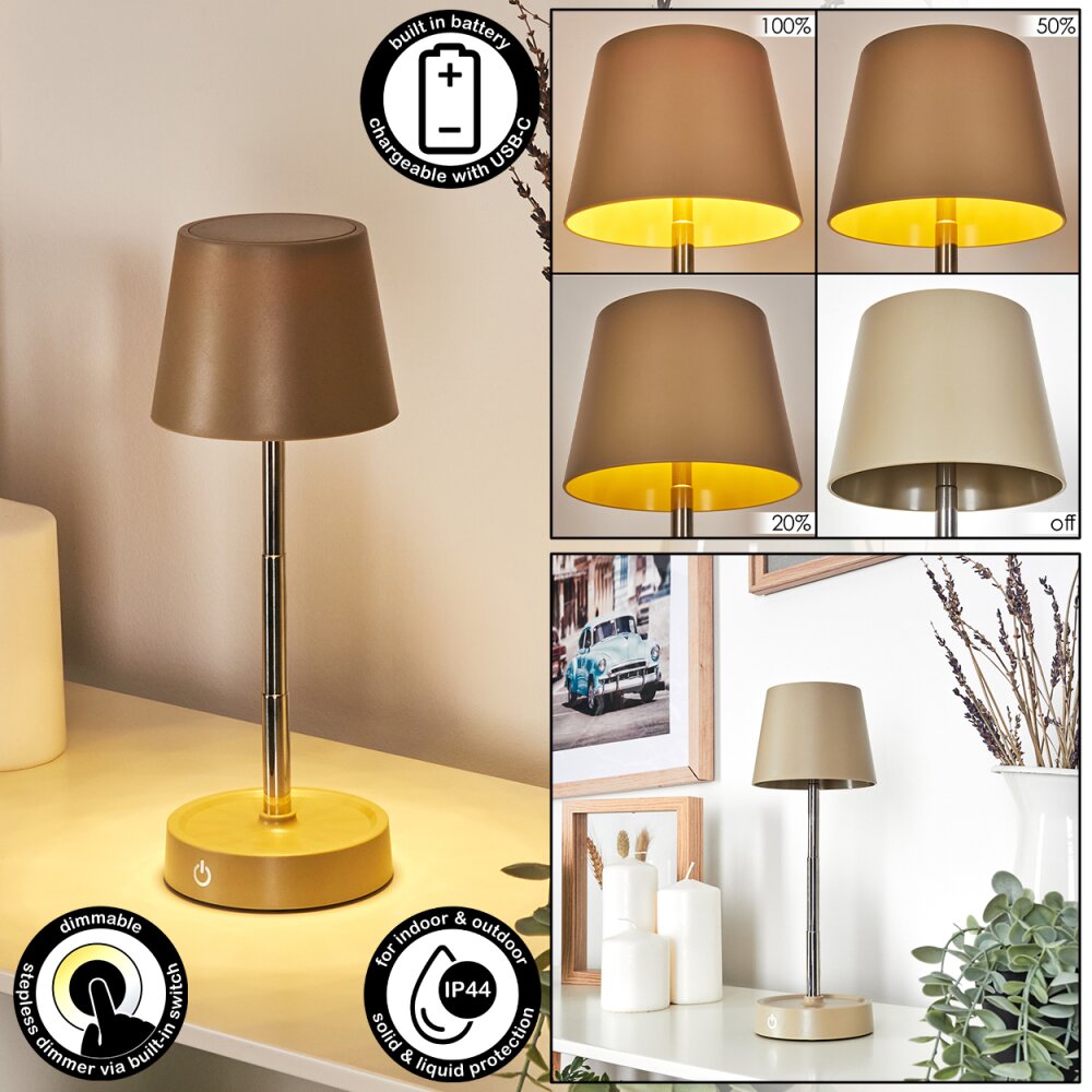Amien Tischleuchte LED Sandfarben, Silber, 1-flammig main product photo