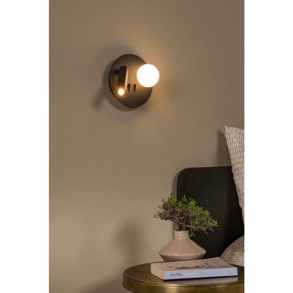 Lucide MATIZ Wandleuchte LED Schwarz, 1-flammig main product photo