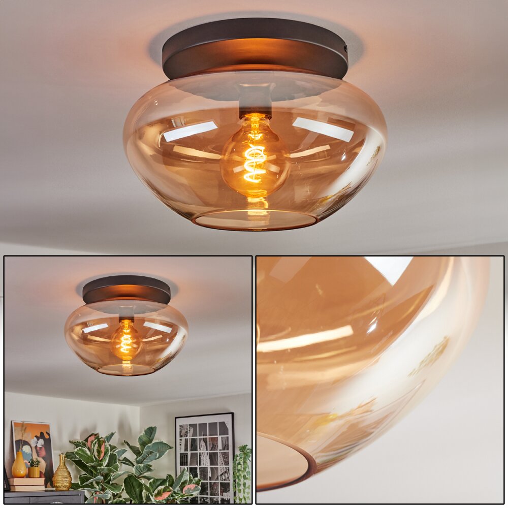 Mertola Deckenleuchte Glas 35 cm Bernsteinfarben, 1-flammig main product photo