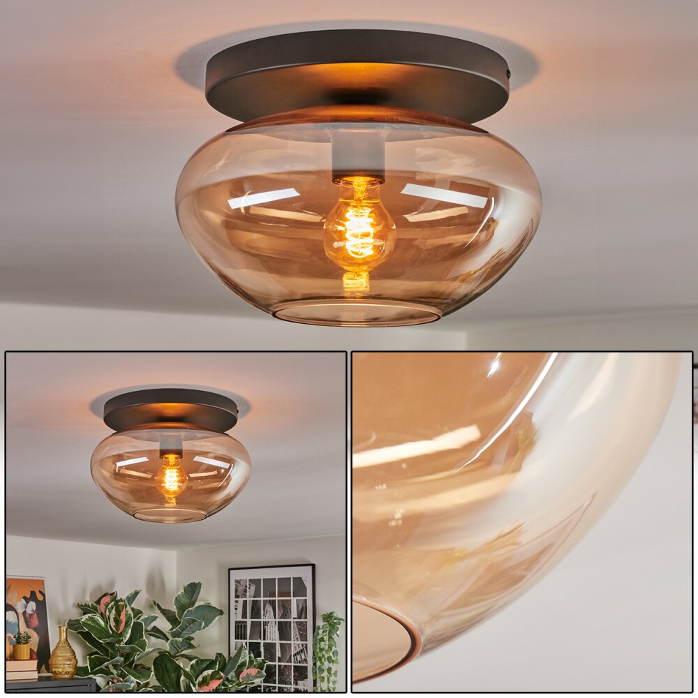 Mertola Deckenleuchte Glas 30 cm Bernsteinfarben, 1-flammig main product photo