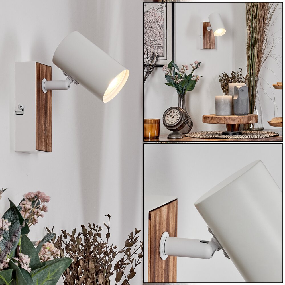 Gesteira Wandleuchte Holzoptik, Weiß, 1-flammig main product photo