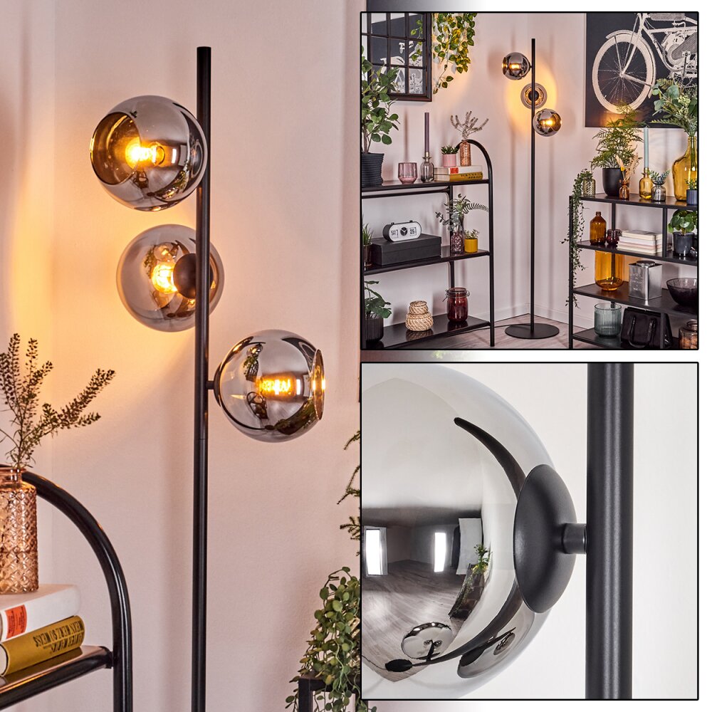 Koyoto Stehleuchte Glas 15 cm Chrom, Rauchfarben, 3-flammig main product photo