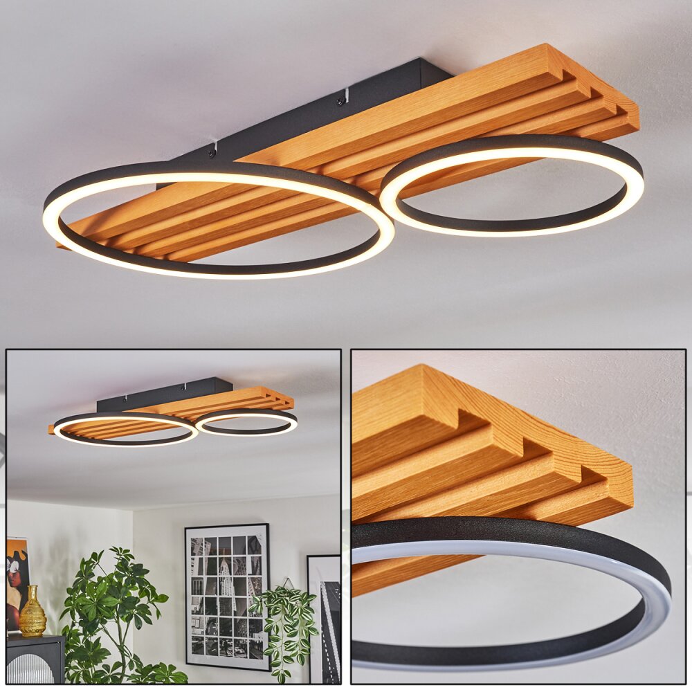 Pompu Deckenleuchte LED Naturfarben, Schwarz, 1-flammig main product photo
