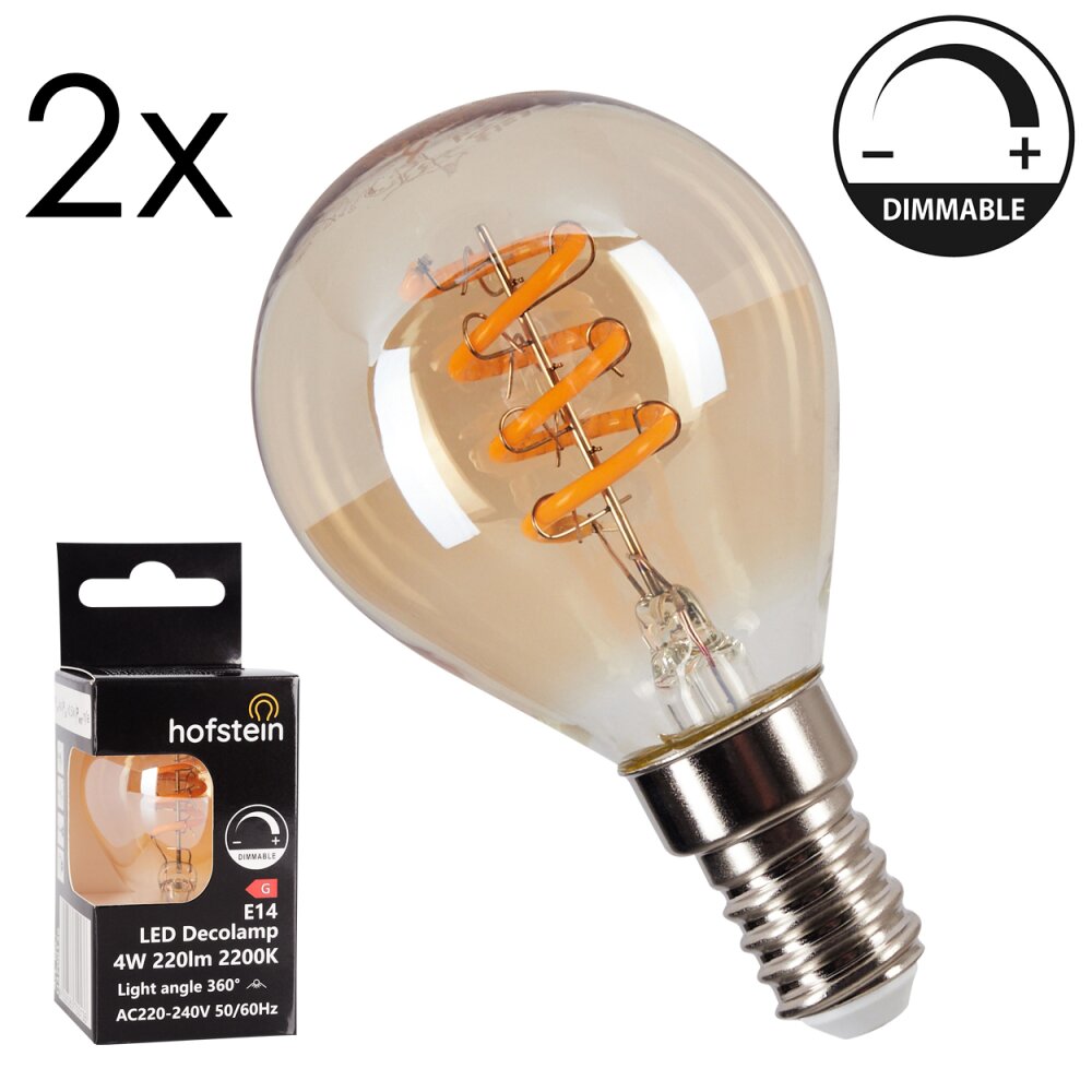 LED E14 2er Set 4 Watt 2200 Kelvin 220 Lumen Bernsteinfarben, 1-flammig main product photo