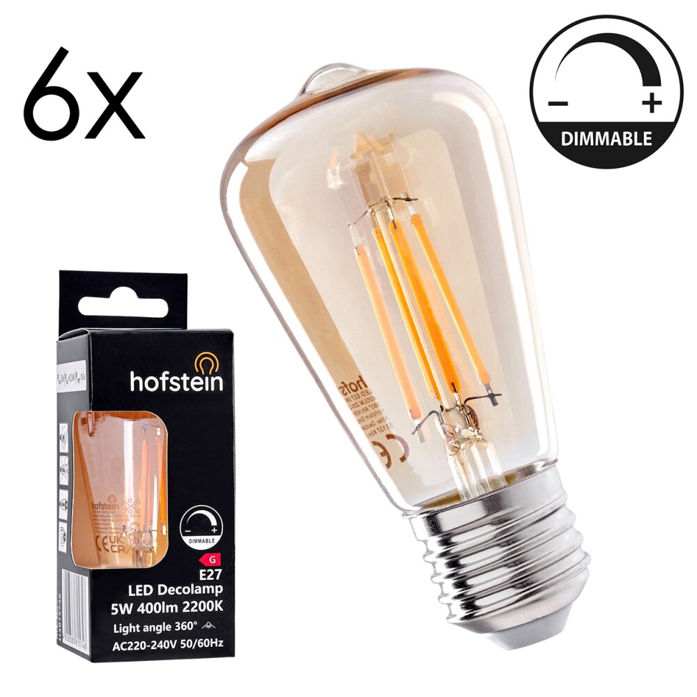 LED E27 6er Set 5 Watt 2200 Kelvin 400 Lumen main product photo