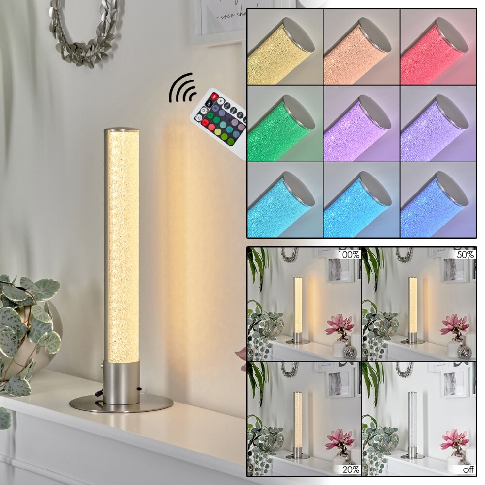 Flaut Tischleuchte LED Nickel-Matt, 1-flammig, Fernbedienung, Farbwechsler main product photo