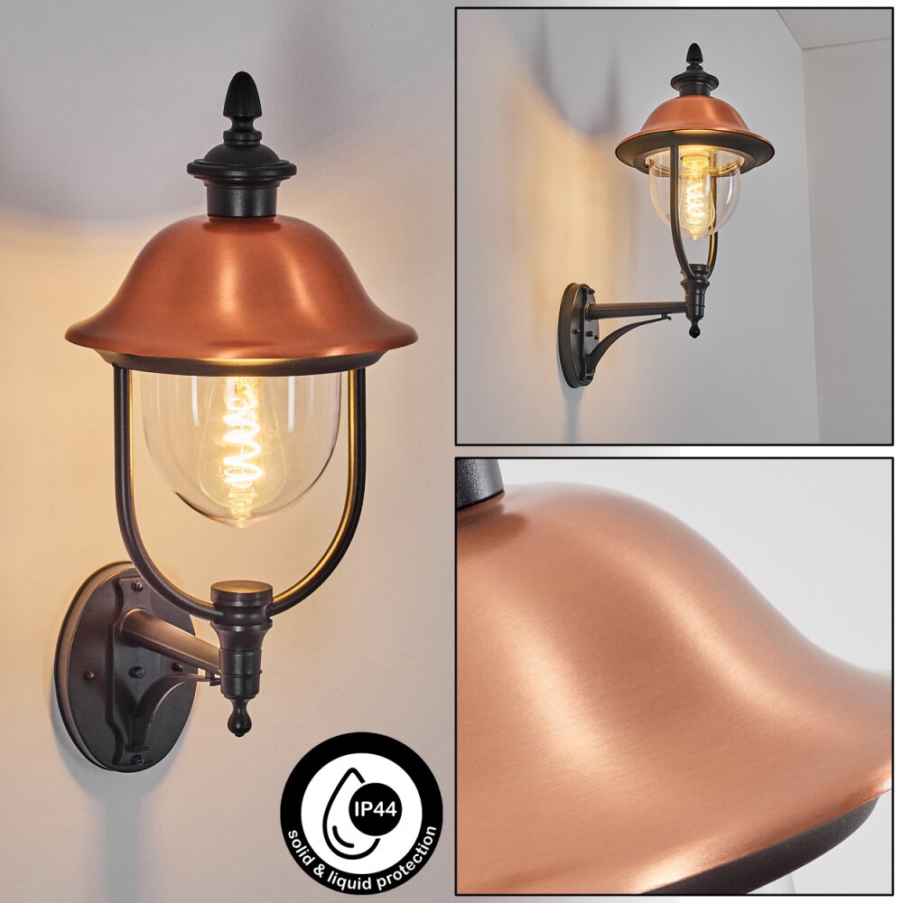 Gascon Außenwandleuchte Kupferfarben, Schwarz, 1-flammig main product photo