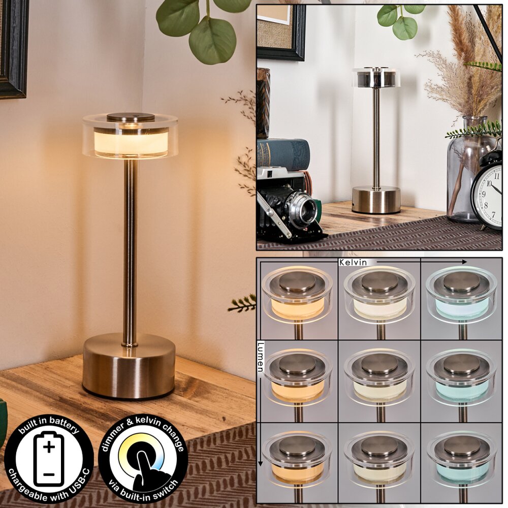 Viada Tischleuchte LED Chrom, Nickel-Matt, 1-flammig main product photo