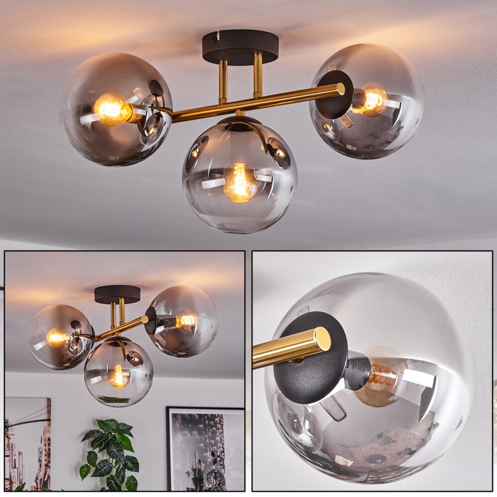 Gastor Deckenleuchte Glas 15 cm Gold, Schwarz, 3-flammig main product photo