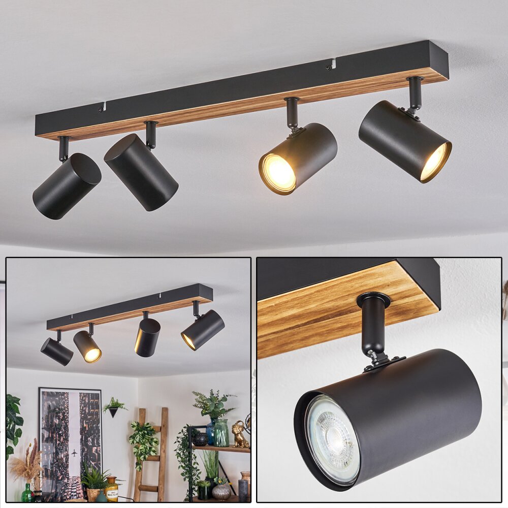 Gesteira Deckenleuchte Holz dunkel, Schwarz, 4-flammig main product photo