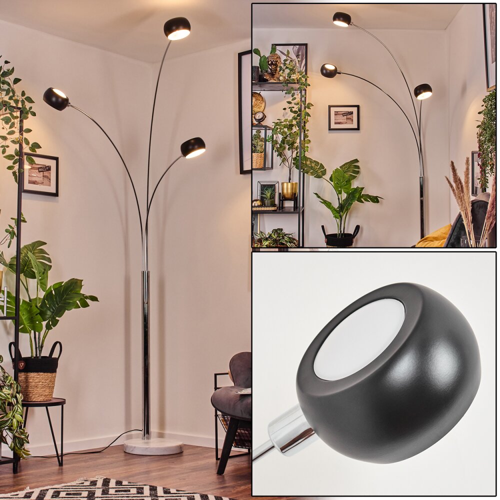Nikkala Stehleuchte Chrom, Marmor, Weiß, 3-flammig main product photo