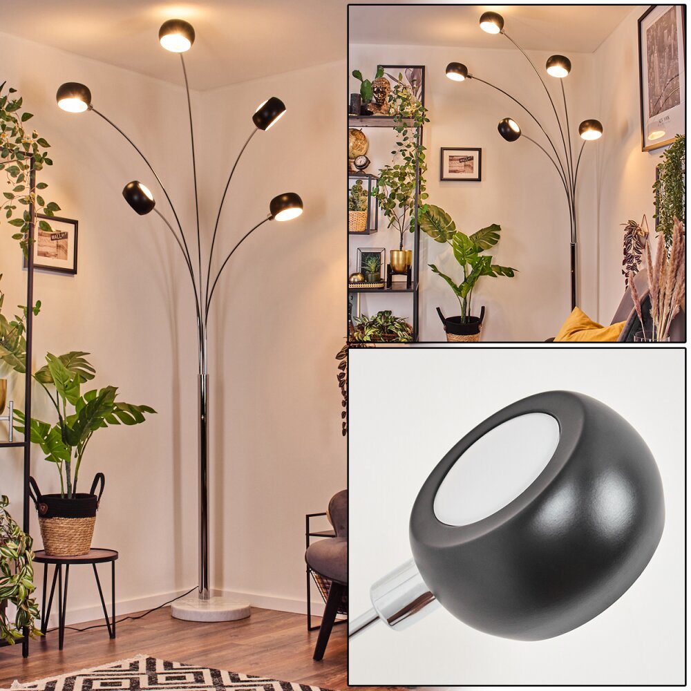 Nikkala Stehleuchte Chrom, Marmor, Weiß, 5-flammig main product photo