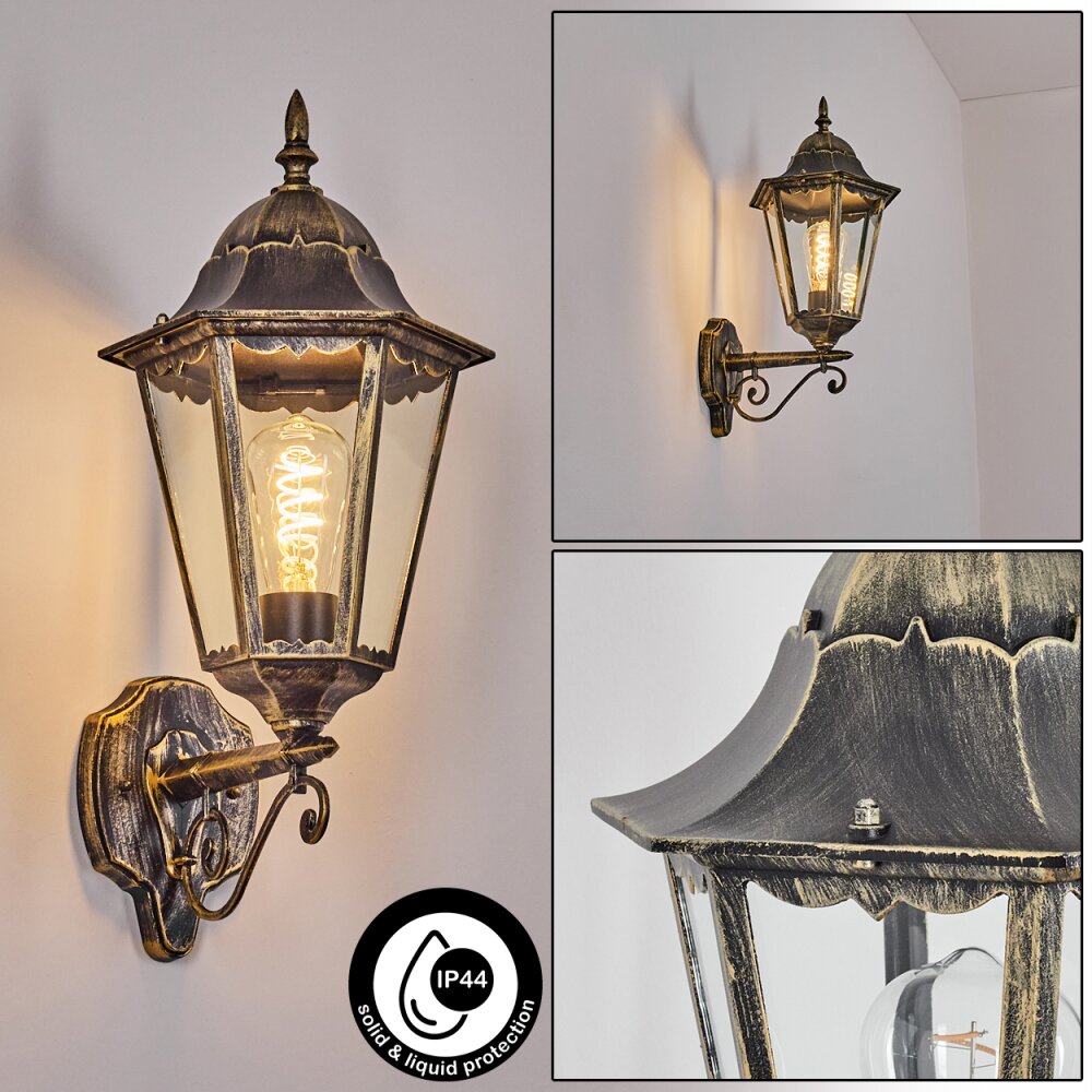 Hongkong Außenwandleuchte Gold, Schwarz, 1-flammig main product photo