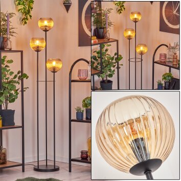 Koyoto Stehleuchte Glas 15 cm Schwarz, 3-flammig