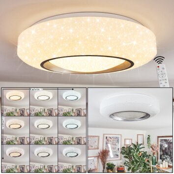 Dayen Deckenleuchte LED Silber, Weiß, 1-flammig, Fernbedienung