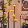 Koyoto Stehleuchte Glas 15 cm Holz dunkel, Schwarz, 4-flammig