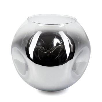 Lampenschirm aus Glas Ripoll Ersatzglas 25 cm Chrom, Klar, Rauchfarben