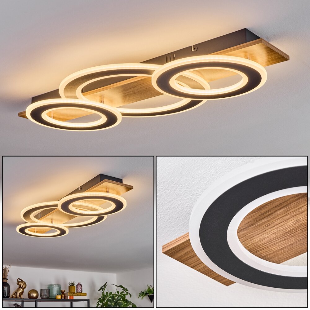 Besperia Deckenleuchte LED Holzoptik, Schwarz, 1-flammig main product photo