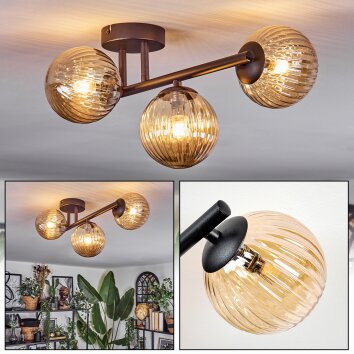 Chehalis Deckenleuchte Glas 12 cm Bernsteinfarben, 3-flammig