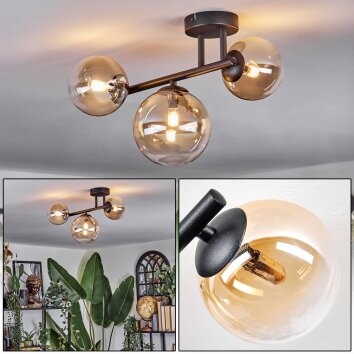 Chehalis Deckenleuchte Glas 12 cm, 15 cm Bernsteinfarben, Klar, 3-flammig