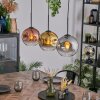 Ripoll Hängeleuchte Glas 20 cm Gold, Klar, Kupferfarben, Rauchfarben, 3-flammig
