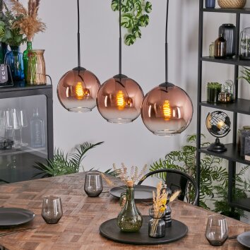 Koyoto Hängeleuchte Glas 20 cm Klar, Kupferfarben, 3-flammig