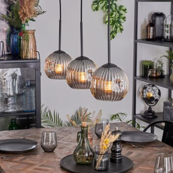 Ripoll Hängeleuchte Glas 15 cm Rauchfarben, 3-flammig