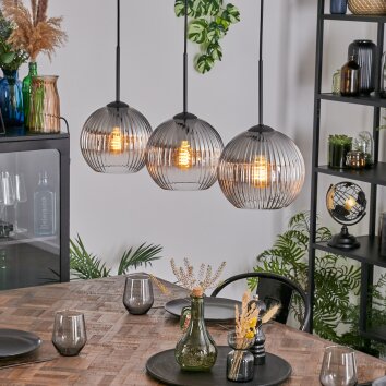 Koyoto Hängeleuchte Glas 20 cm Klar, Rauchfarben, 3-flammig