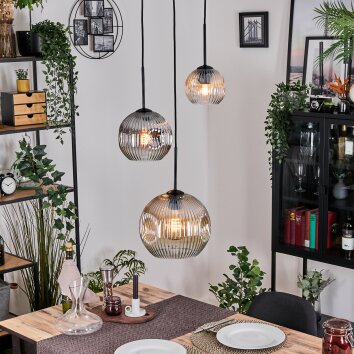 Ripoll Hängeleuchte Glas 15 cm, 20 cm, 25 cm Bernsteinfarben, Klar, Rauchfarben, 3-flammig