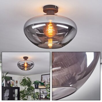 Mertola Deckenleuchte Glas 35 cm Rauchfarben, 1-flammig