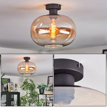 Apedo Deckenleuchte Glas 30 cm Bernsteinfarben, Klar, 1-flammig