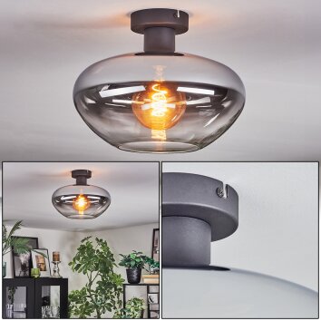 Mertola Deckenleuchte Glas 30 cm Klar, Rauchfarben, 1-flammig