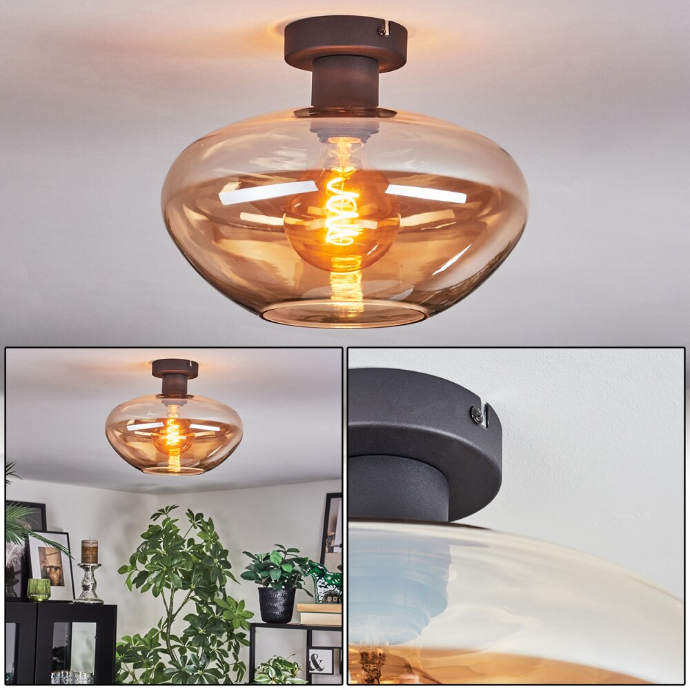 Mertola Deckenleuchte Glas 30 cm Bernsteinfarben, 1-flammig main product photo