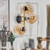 Gastor Wandleuchte Glas 15 cm Gold, Schwarz, 3-flammig