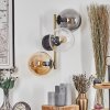 Gastor Wandleuchte Glas 15 cm Gold, Schwarz, 3-flammig