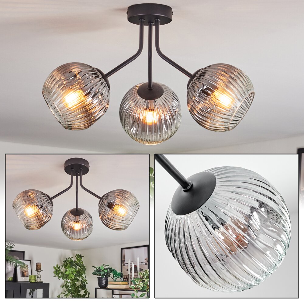 Ripoll Deckenleuchte Glas 15 cm Klar, Rauchfarben, 3-flammig main product photo